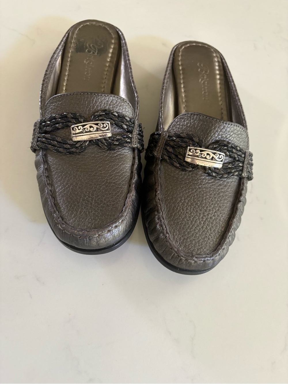 Brighton Metallic Gray Braided Slip-On Loafers for Men